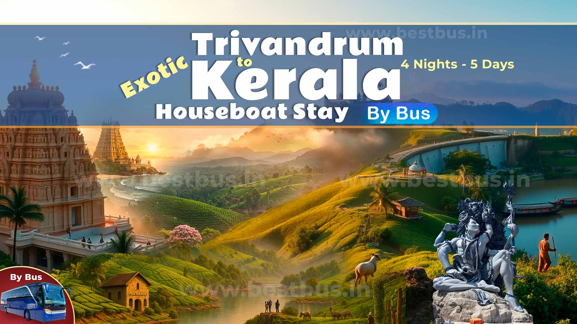 4 Nights 5 Days Exotic Kerala With Houseboat Stay From Trivandrum
