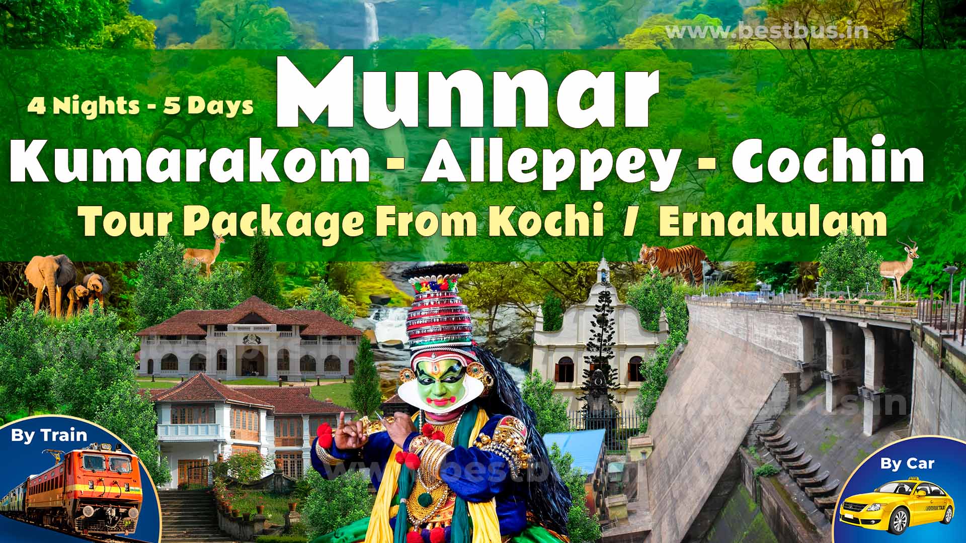 4 Nights 5 Days Munnar Kumarakom Alleppey Cochin Tour Package From Kochi/ernakulam
