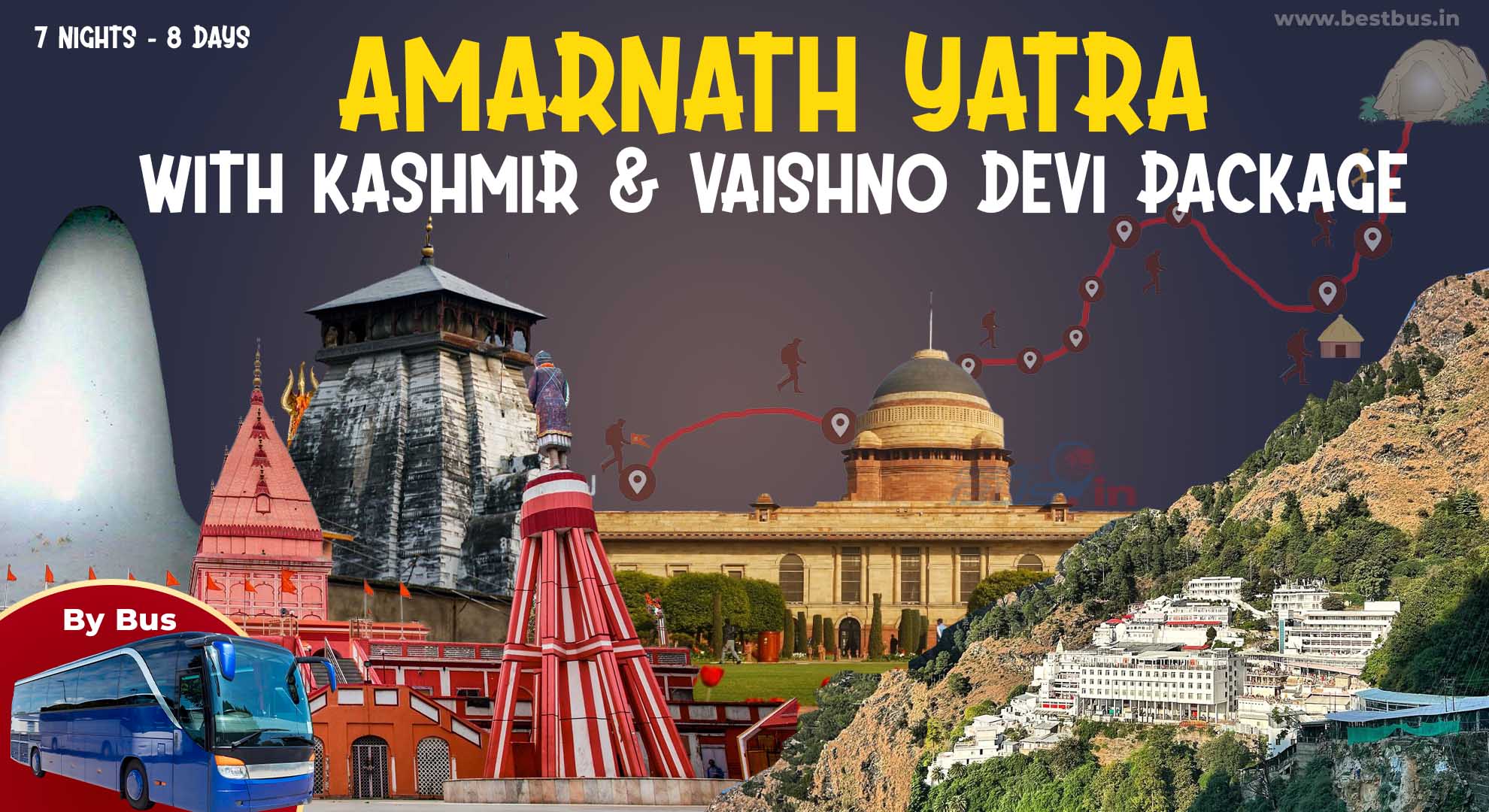 7 Nights 8 Days Amarnath Yatra With Kashmir & Vaishno Devi Package