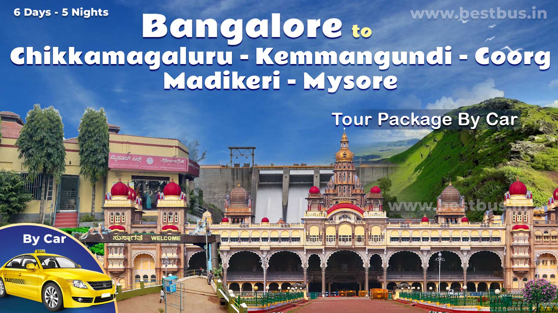 Bangalore To Chikkamagaluru Kemmangundi Coorg Madikeri Mysore 5 Nights 6 Days Tour Package By Car