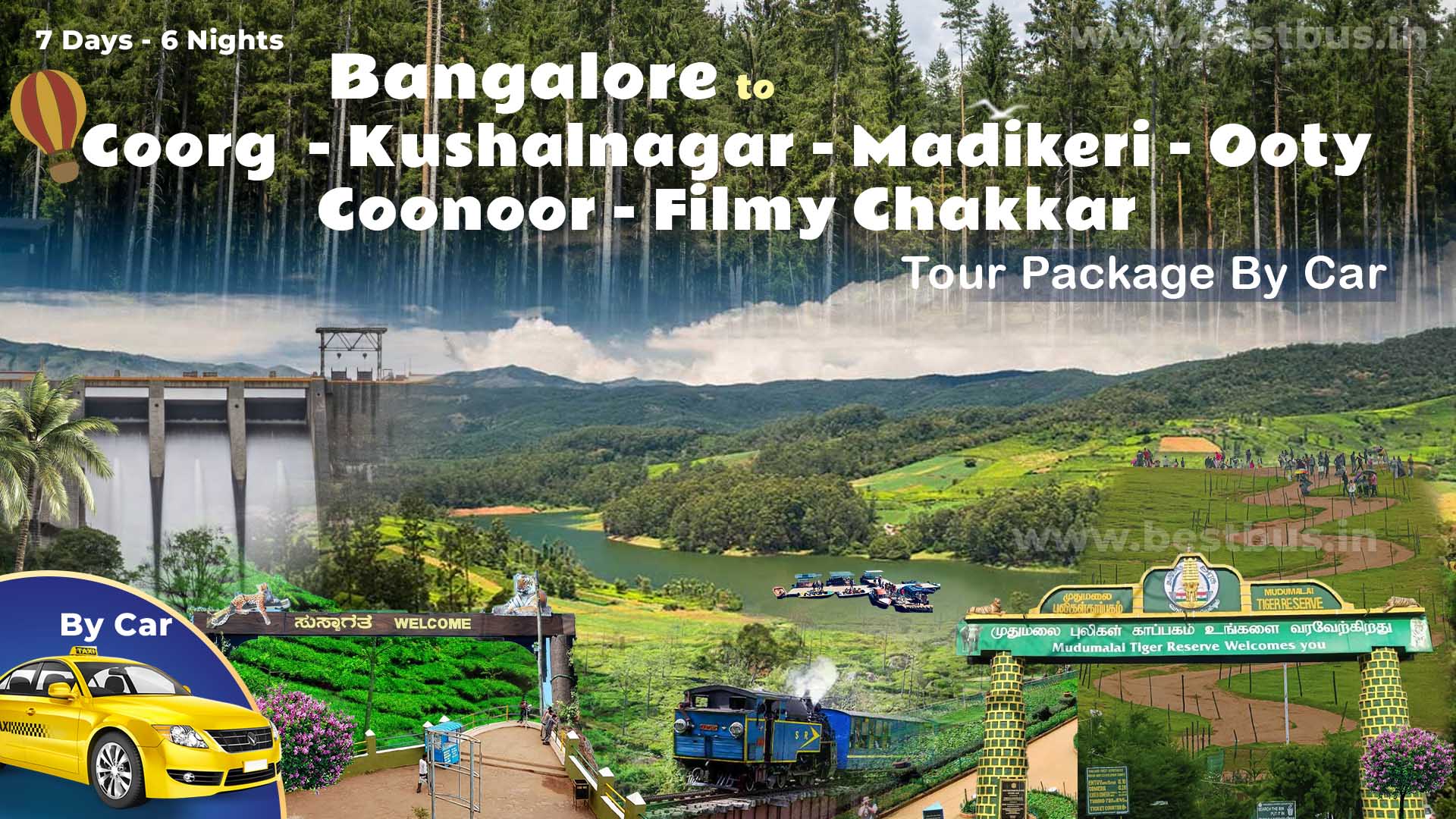 Bangalore To Coorg Kushalnagar Madikeri Ooty Coonoor Filmy Chakkar 6 Nights 7 Days Tour Package By Car