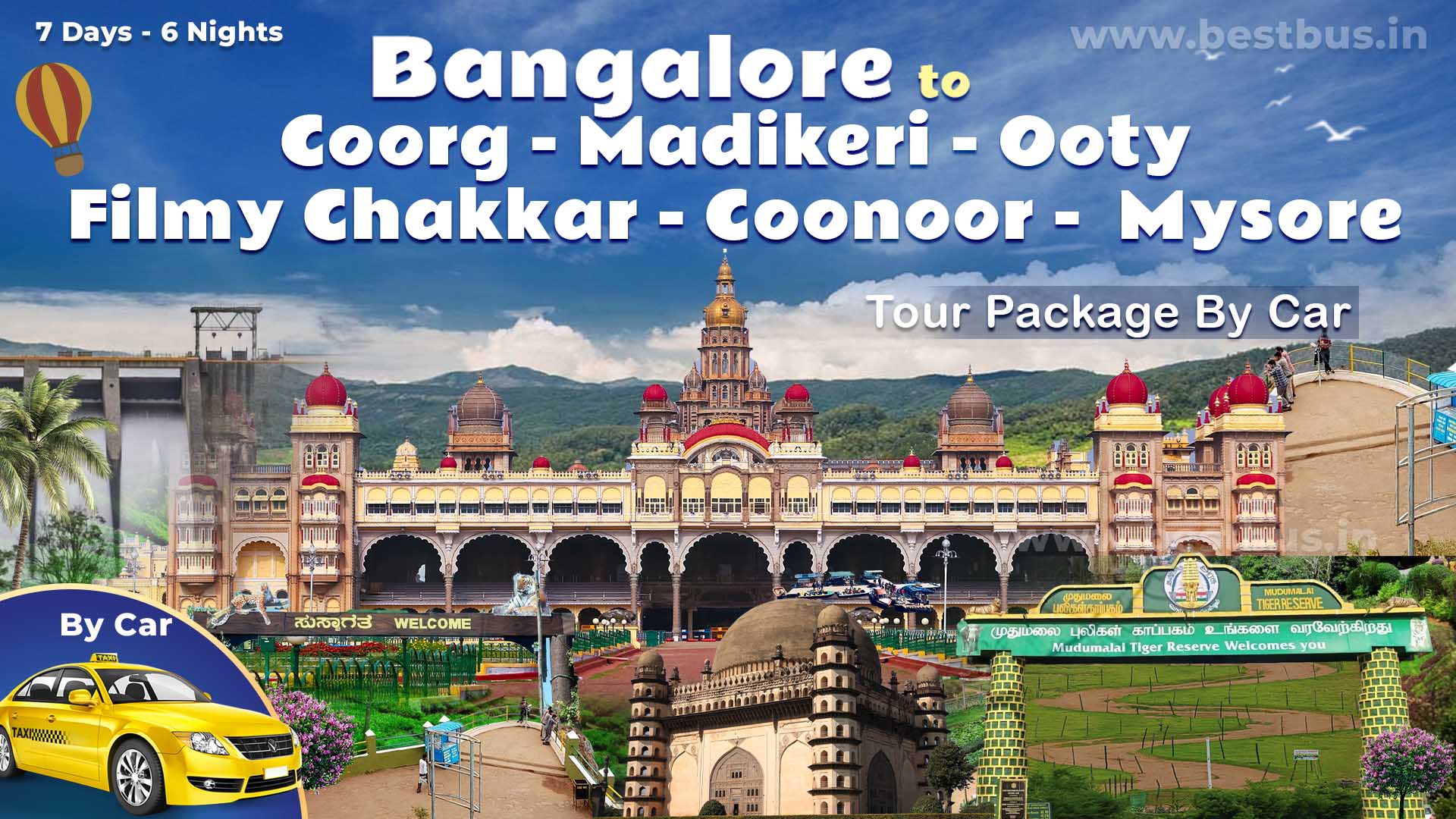 Bangalore To Coorg Madikeri Ooty Filmy Chakkar Coonoor Mysore 6 Nights 7 Days Tour Package By Car