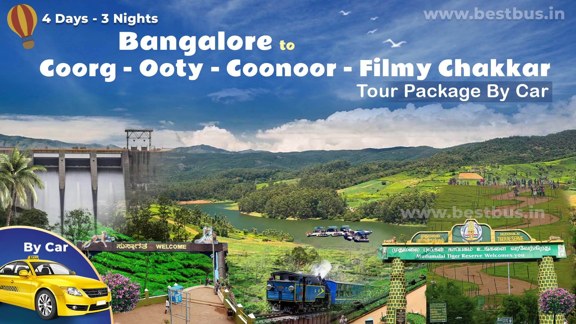 Bangalore To Coorg Ooty Coonoor Filmy Chakkar 3 Nights 4 Days Tour Package By Car