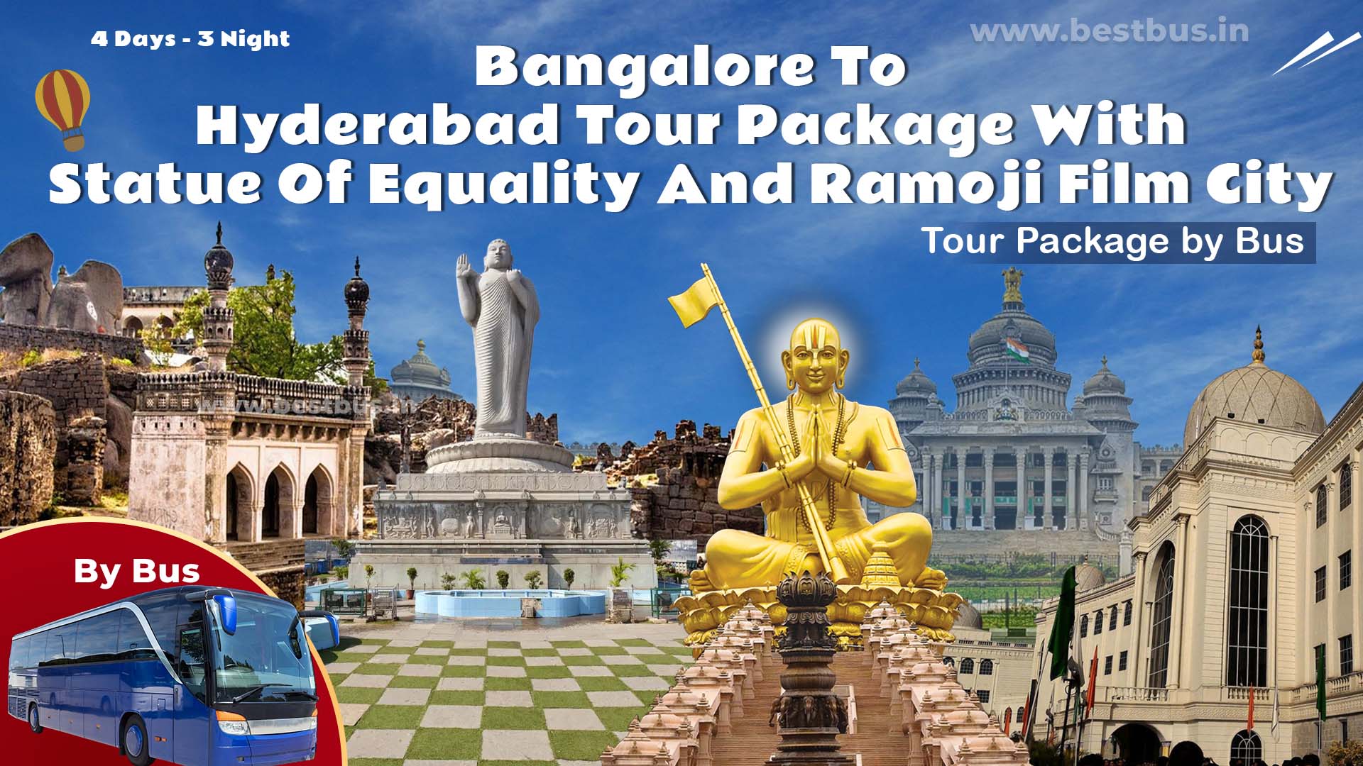 Bangalore To Hyderabad Tour Package With Statue Of Equality And Ramoji Film City