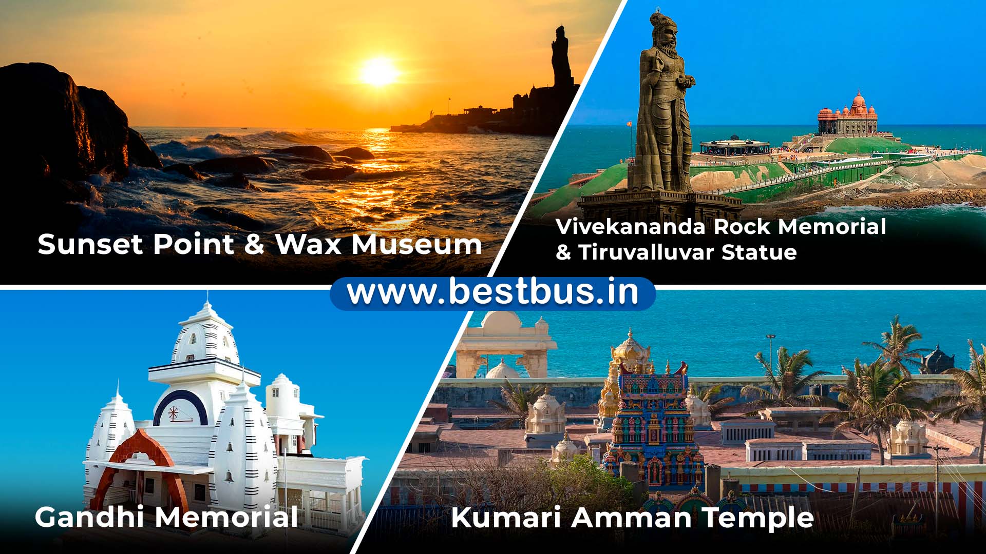 Bangalore to Kanyakumari-Rameshwaram-Madurai Tour Package By Train