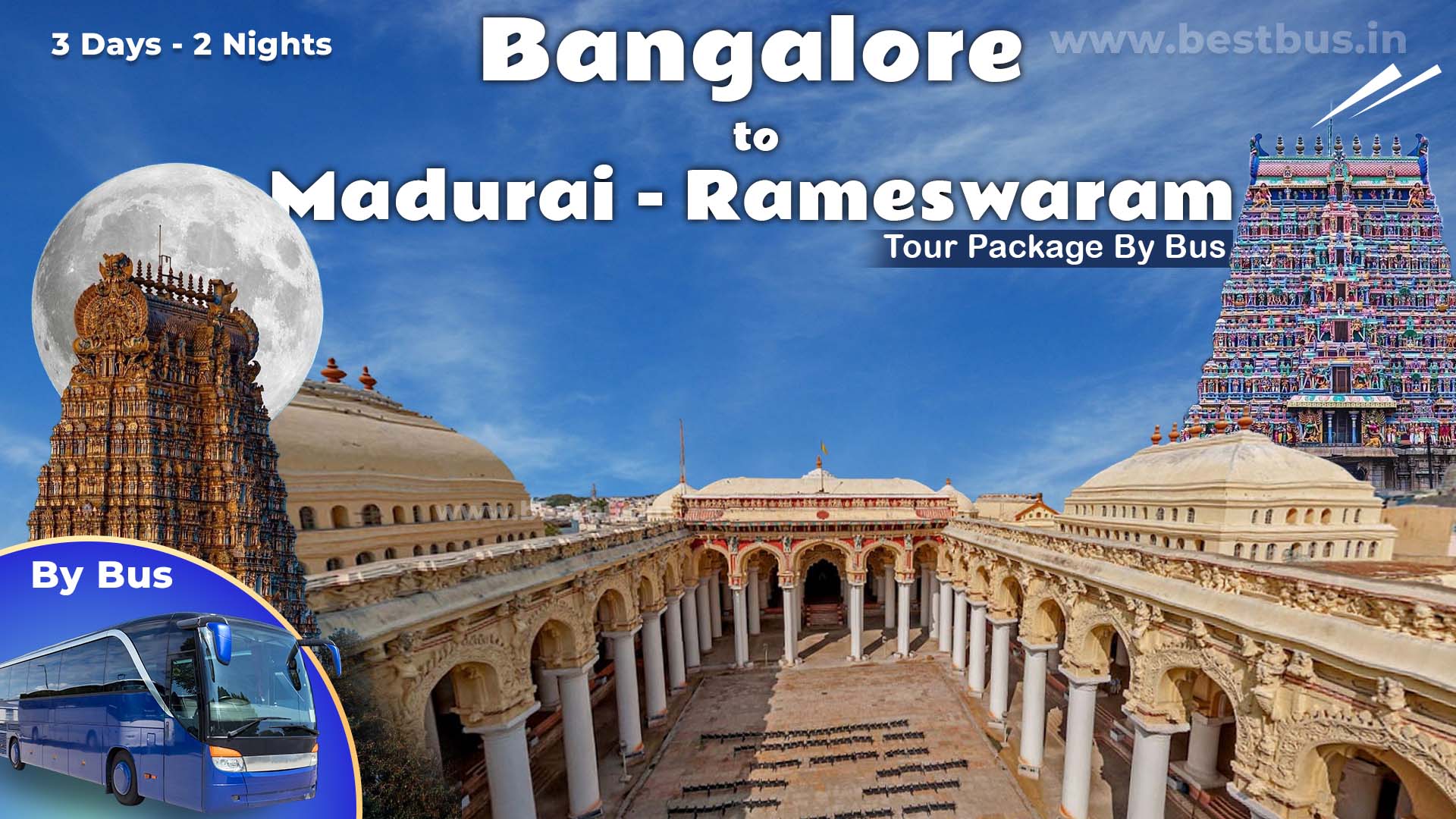 Bangalore To Madurai Rameswaram Tour Package By Bus
