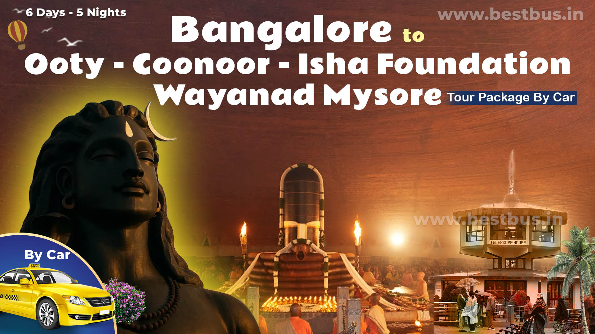 Bangalore To Ooty Coonoor Isha Foundation Wayanad Mysore 5 Nights 6 Days Tour Package By Car