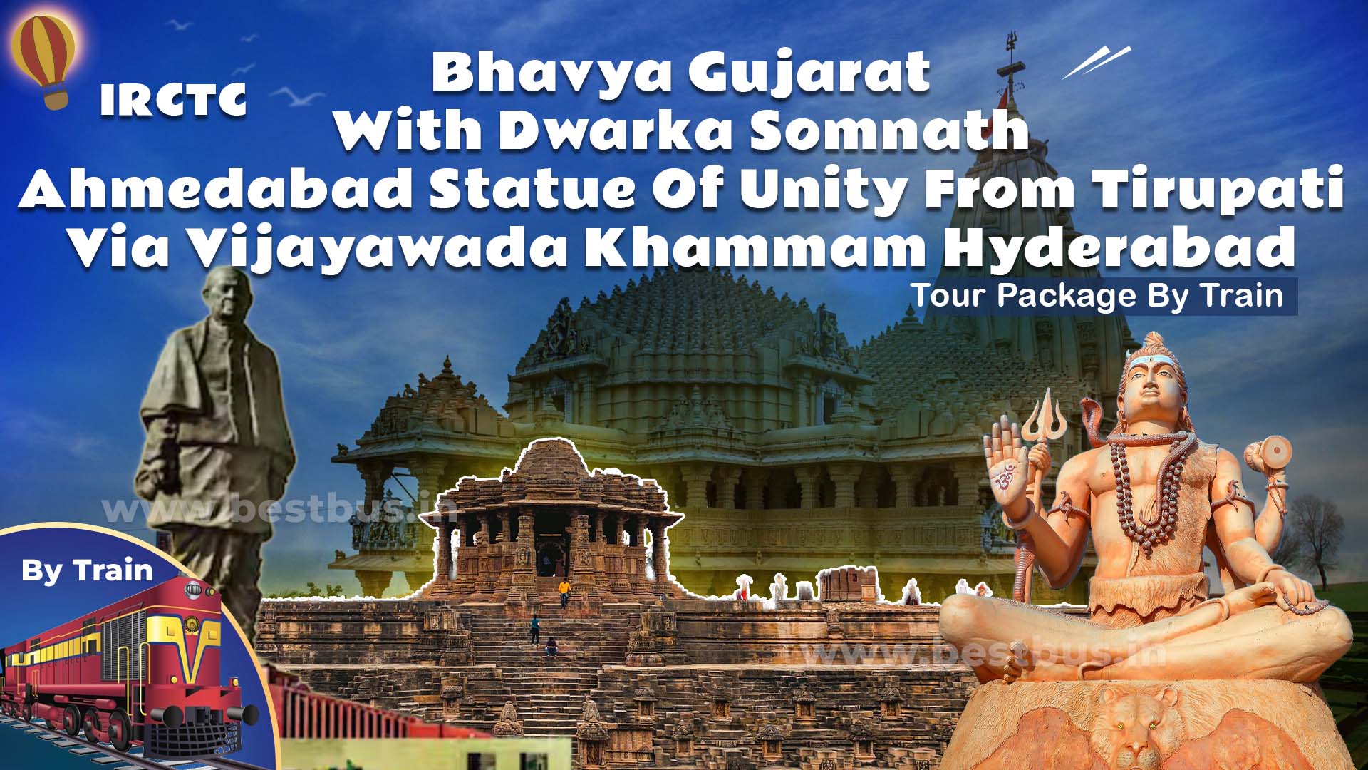 Bhavya Gujarat Tour Package With Dwarka Somnath Ahmedabad Statue Of Unity From Tirupati Via Vijayawada Khammam Hyderabad