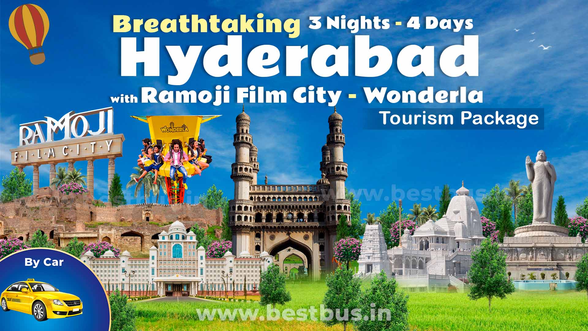 Spiritual 4 Nights-5 Days Hyderabad Tour Package With Srisaialam-Yadagirigutta-Ramoji Film City