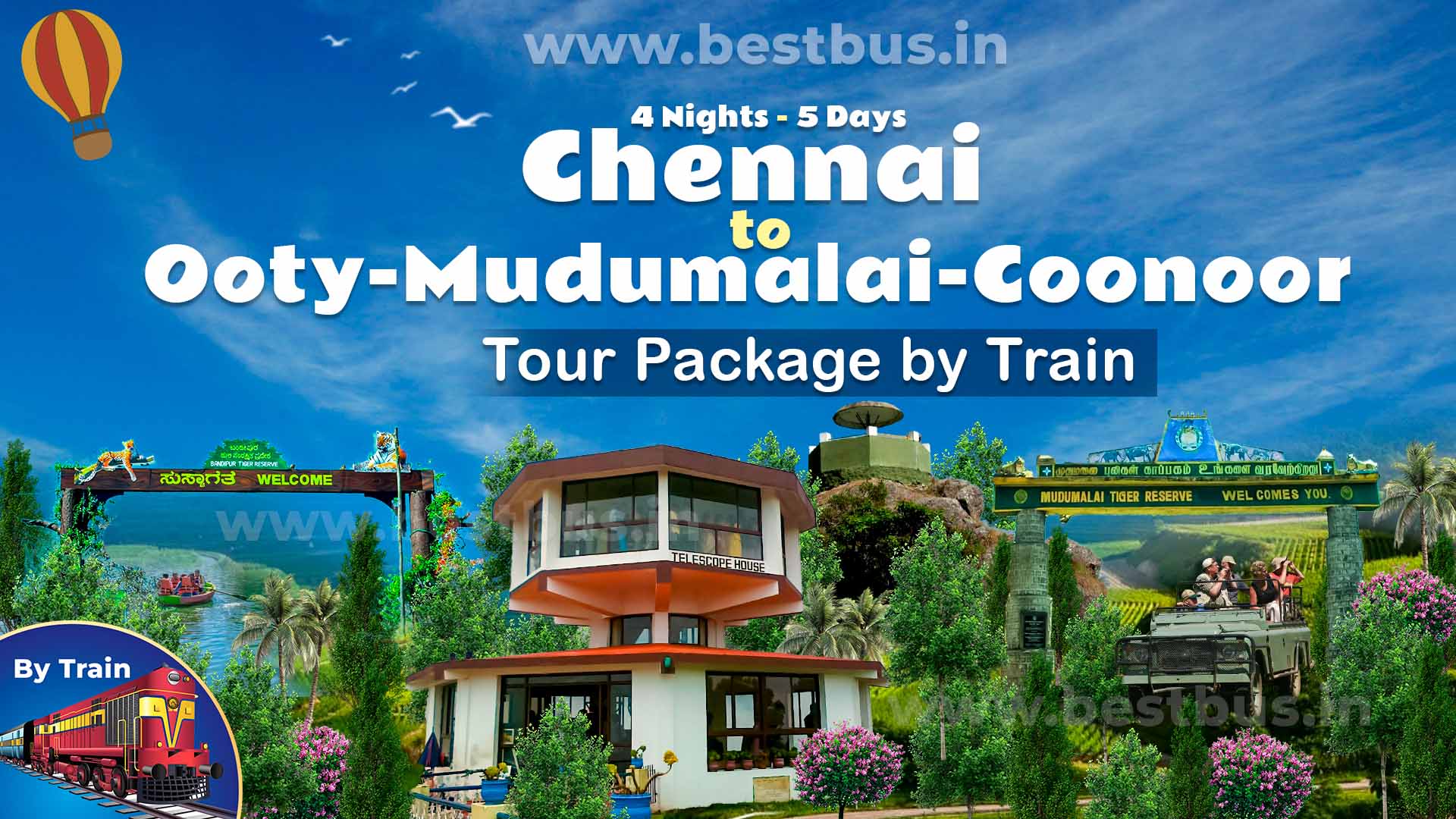 Chennai To Ooty Mudumalai Coonoor 4 Night 5 Days Tour Package By Train
