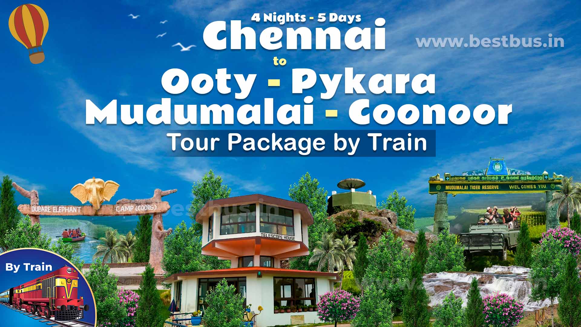 Chennai To Ooty Pykara Mudumalai Coonoor 4 Nights 5 Days Tour Package By Train