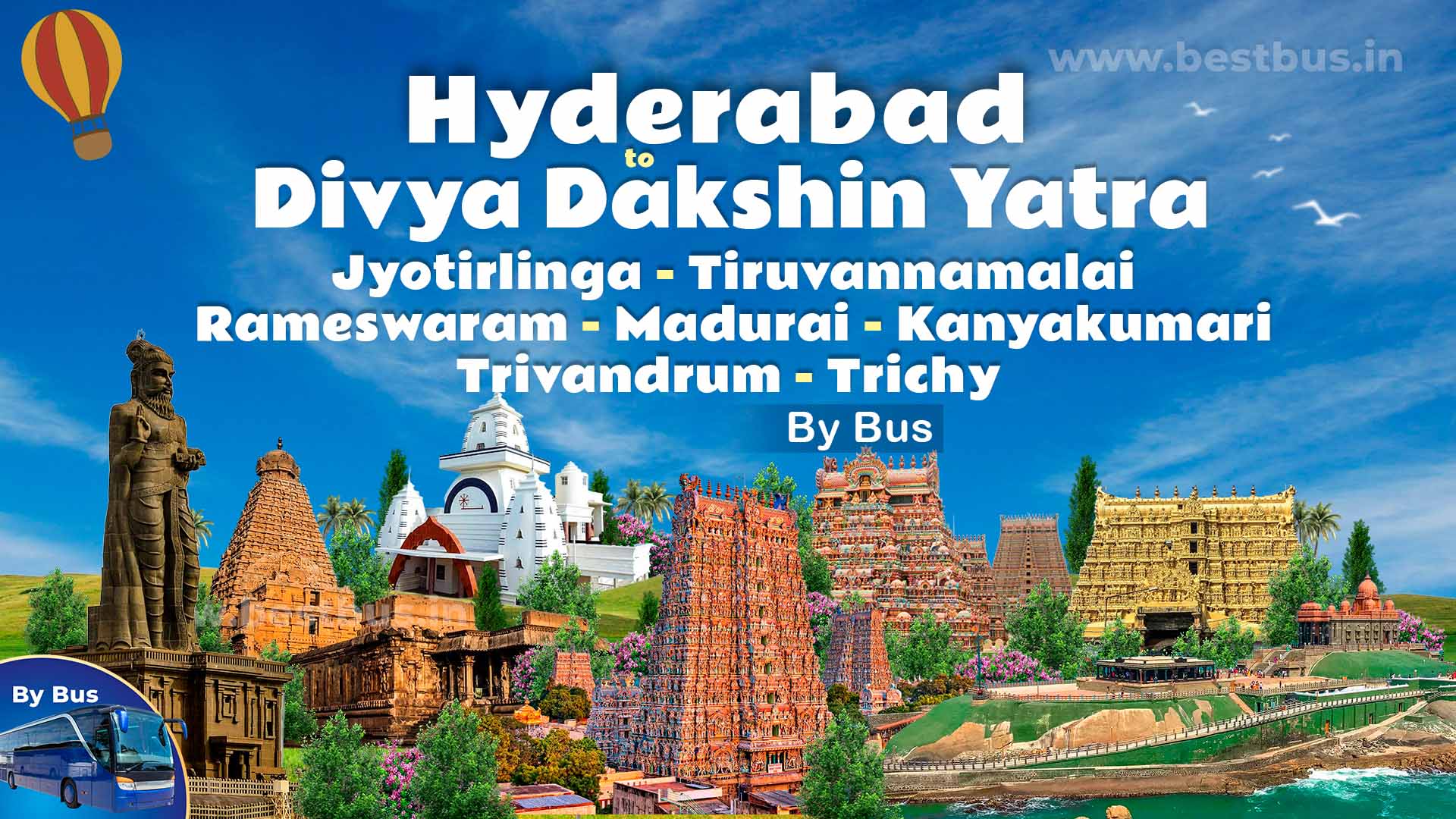 Divya Dakshin Yatra With Jyotirlinga Tiruvannamalai Rameswaram Madurai Kanyakumari Trivandrum Trichy From Hyderabad