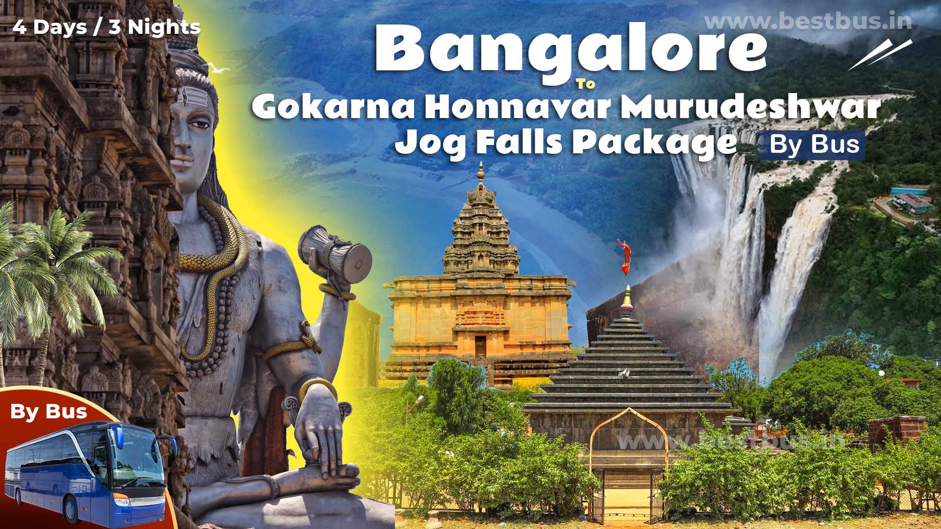 Gokarna Honnavar Murudeshwar Jog Falls Package From Bangalore