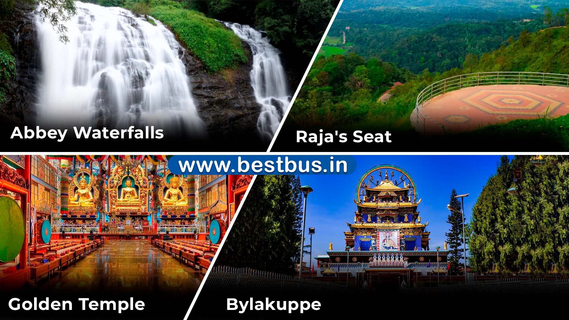 Golden Temple(bylakuppe) Kushalnagar Abbey Falls Madikeri Triveni Sangam Nagarahole Tour Package From Bangalore
