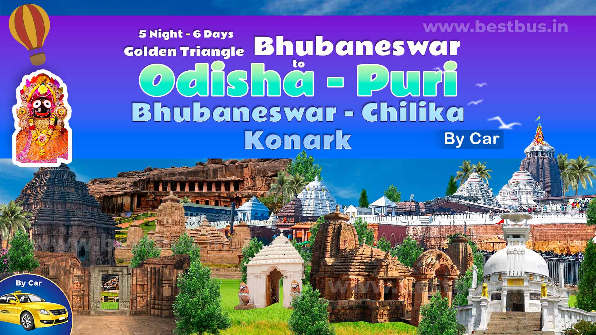 Golden Triangle Of Odisha With Puri-Konark-Bhubaneswar-Chilika From Bhubaneswar