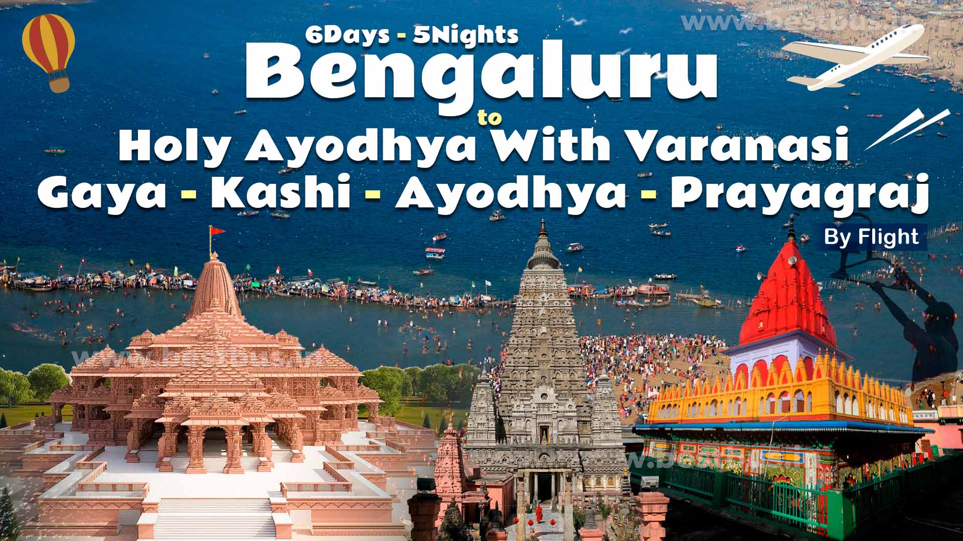 Holy Ayodhya With Varanasi Gaya Kashi Ayodhya Prayagraj From Bengaluru By Flight