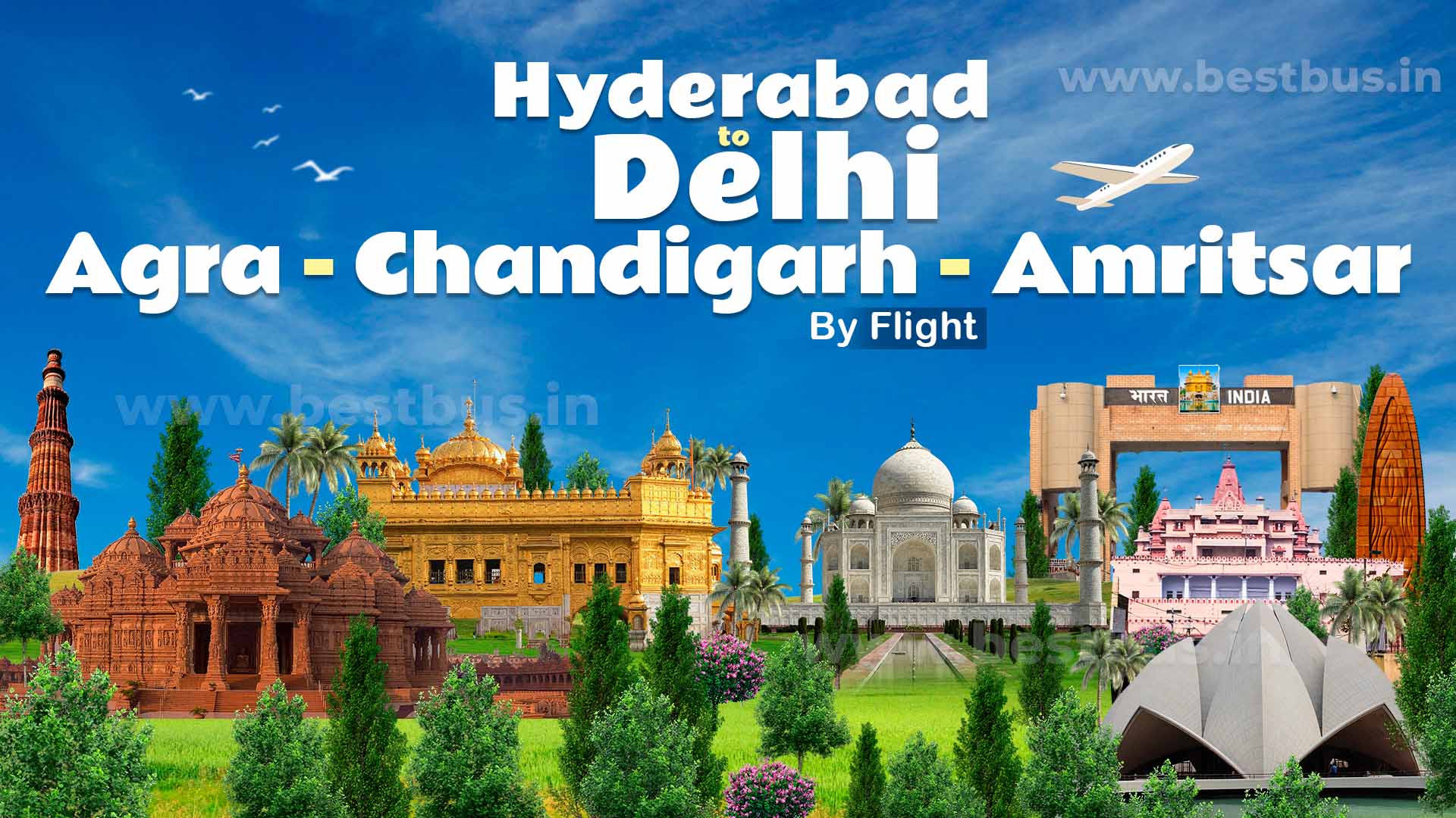 Hyderabad To Delhi Agra Chandigarh Amritsar Tour Package By Flight