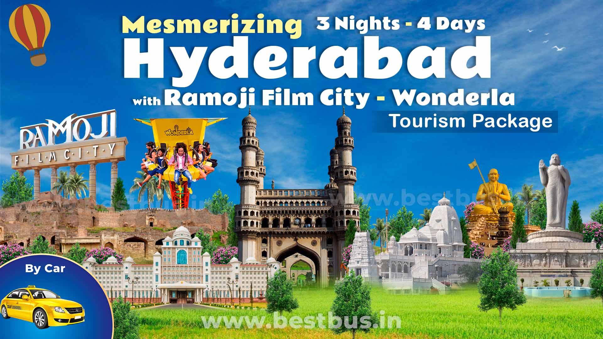Mesmerizing 3 Nights-4 Days Hyderabad Tour Package With Ramoji Film City-Yadagirigutta