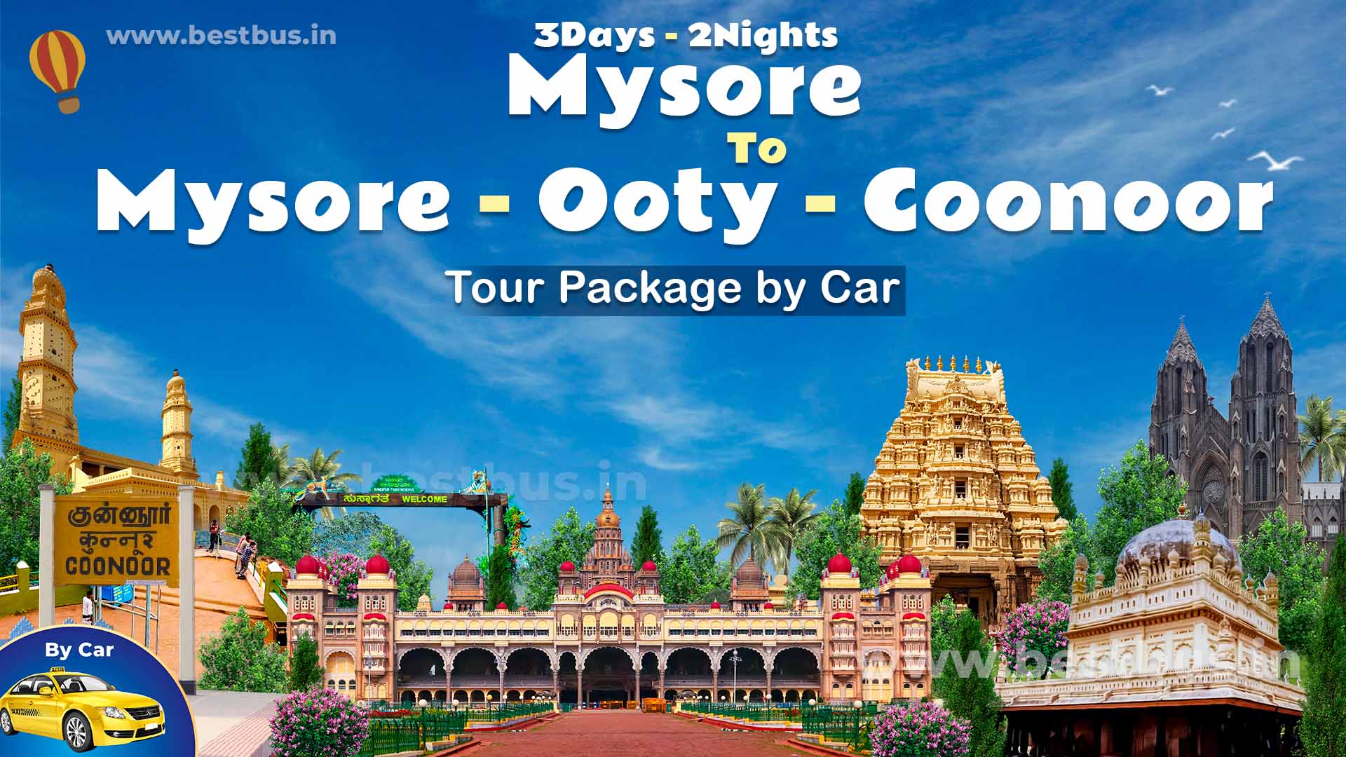Mysore To Mysore-ooty-coonoor 2 Nights-3 Days Tour Package By Car