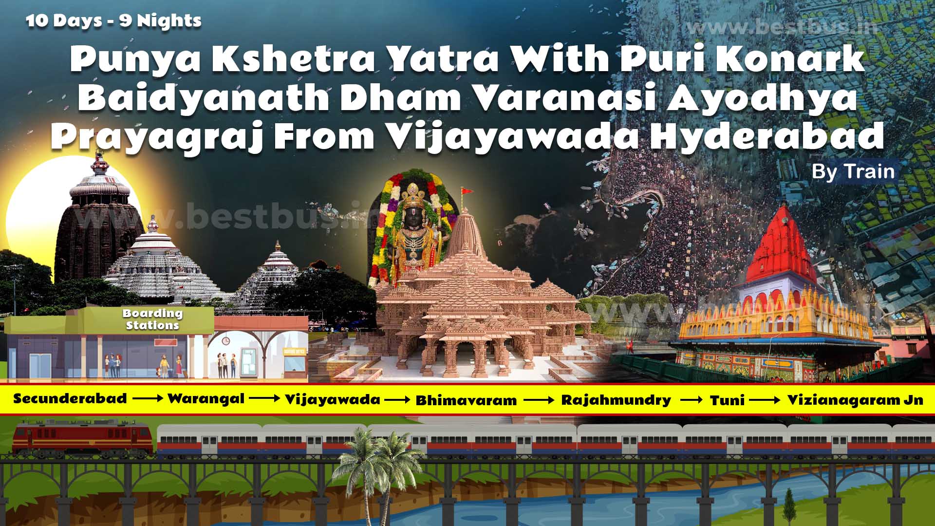 Punya Kshetra Yatra With Puri Konark Baidyanath Dham Varanasi Ayodhya Prayagraj From Vijayawada Hyderabad
