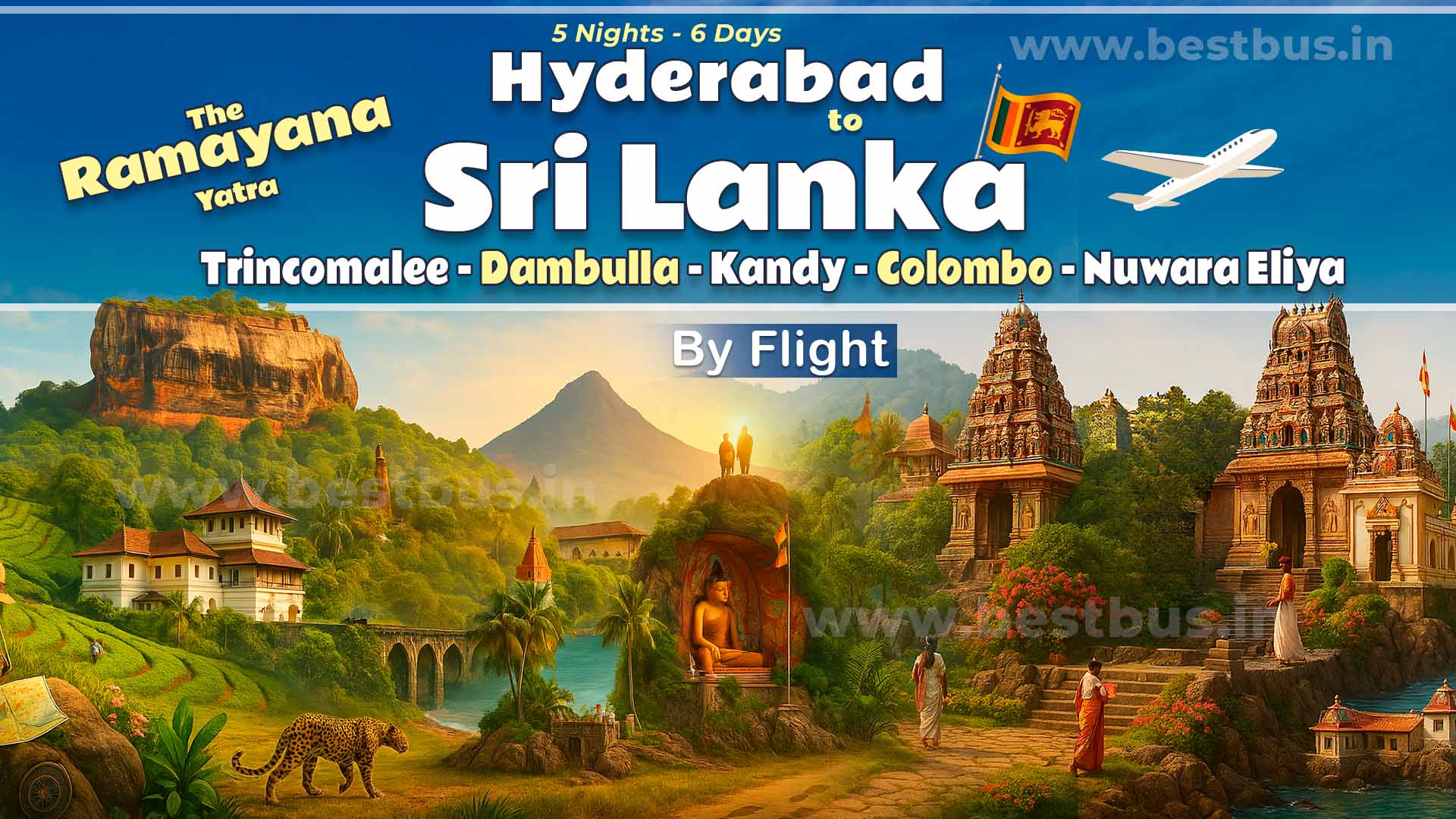 Sri Lanka - The Ramayana Yatra With Trincomalee-dambulla-kandy-colombo-nuwara Eliya From Hyderabad By Flight