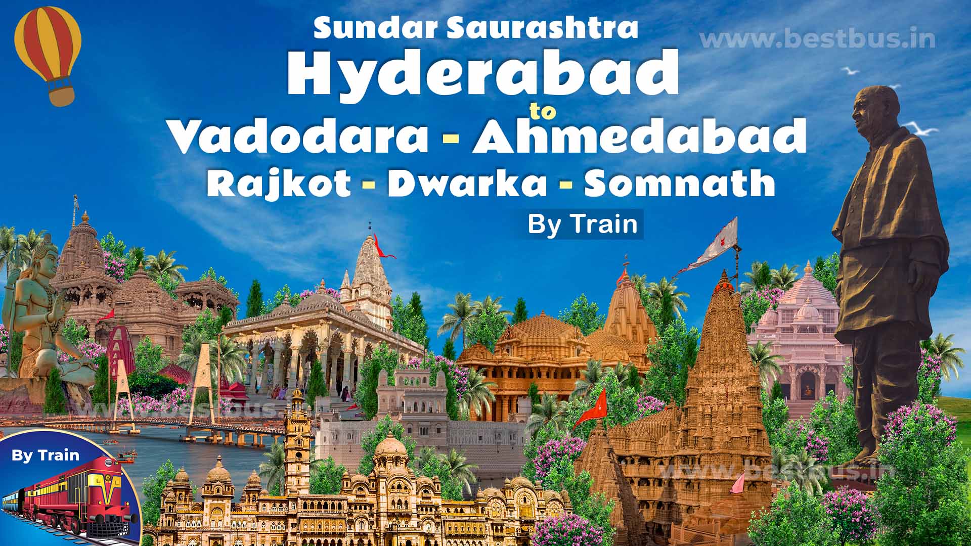 Sundar Saurashtra Tour Package With Vadodara Ahmedabad Rajkot Dwarka Somnath From Hyderabad By Train