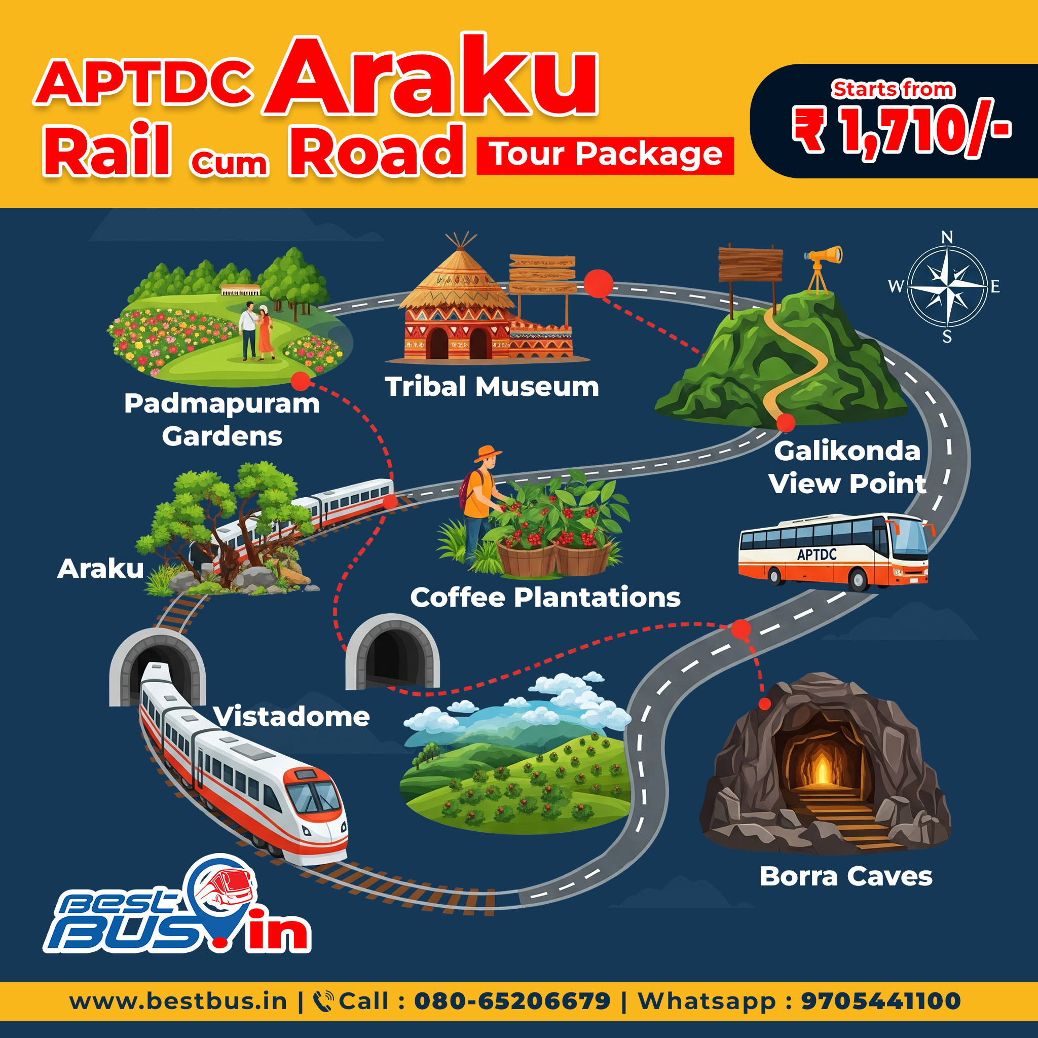 Aptdc Araku Rail Cum Road Tour Package