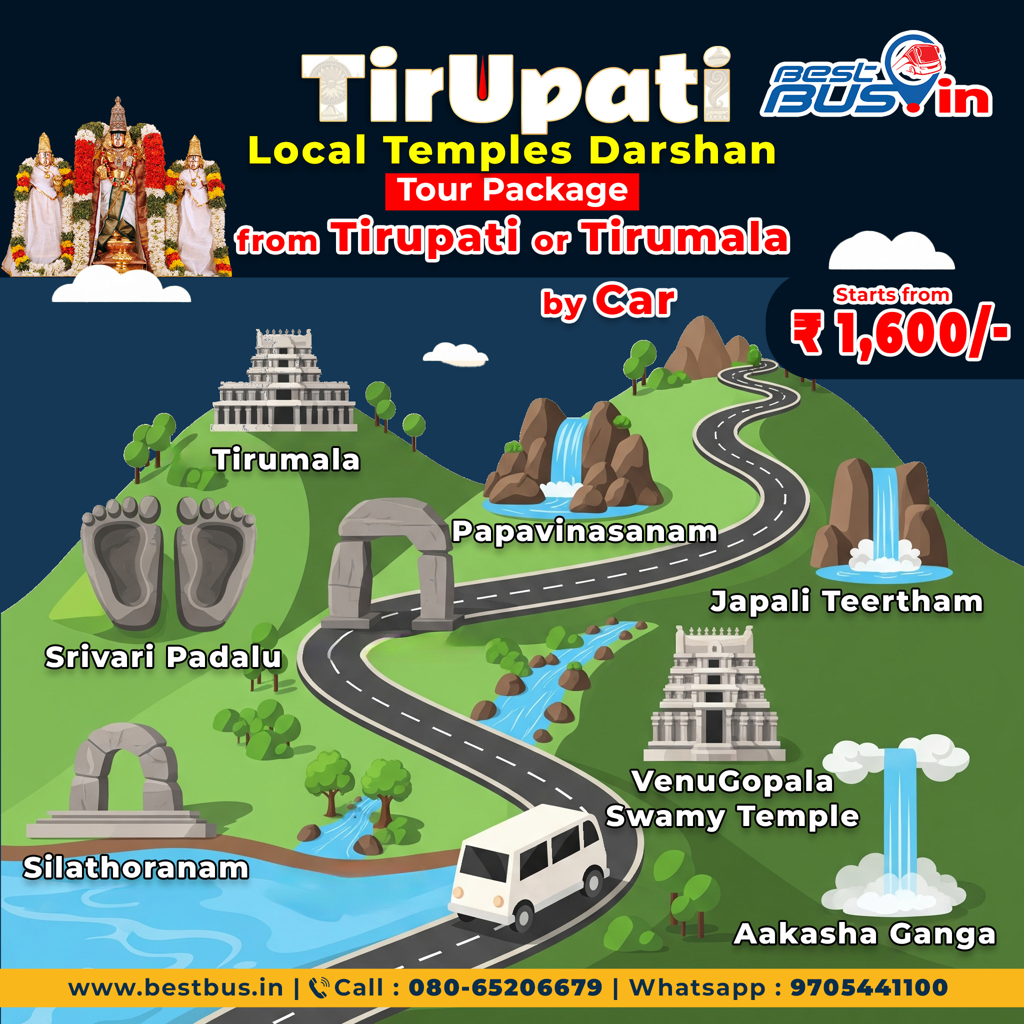 Tirumala Local Temples Darshan Tour Package from Tirupati or Tirumala by Car